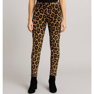 Leopard Print Velvet Pants – Retro Glam Stretchy Skinny Trousers